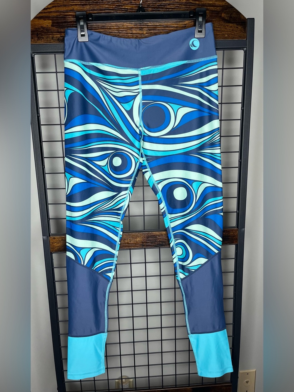 Wave Life Navy & Aqua Swim Leggings  - Size M